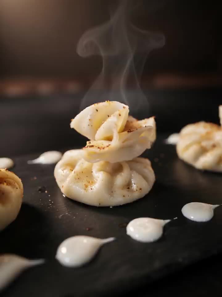 Steaming Georgian khinkali dumpling